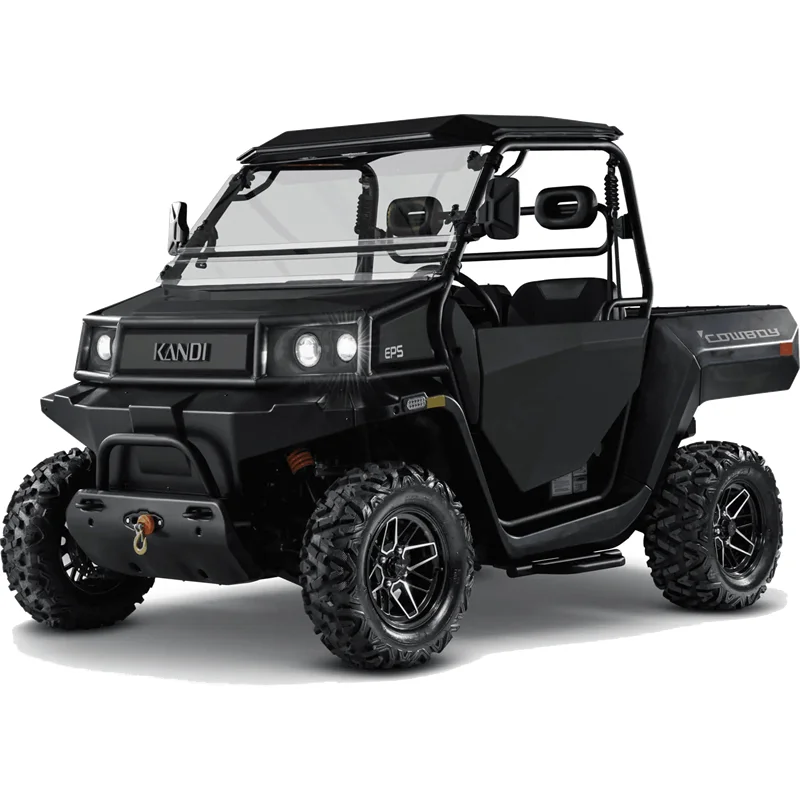 Kandi Cowboy E10K electric UTV in black with roof, doors and windshield