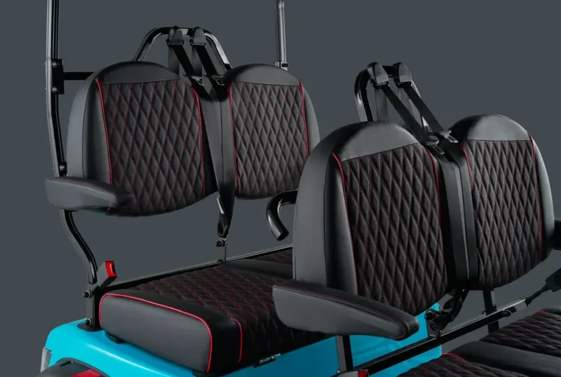 Kandi Kruiser 4Pro Forward quilted seats with red stitching