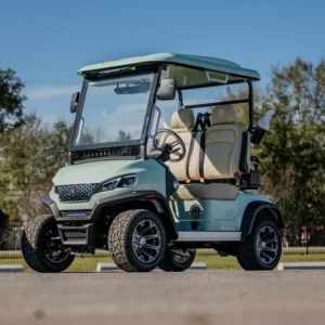 Conquest S20G 2-seater golf cart, front three-quarter view
