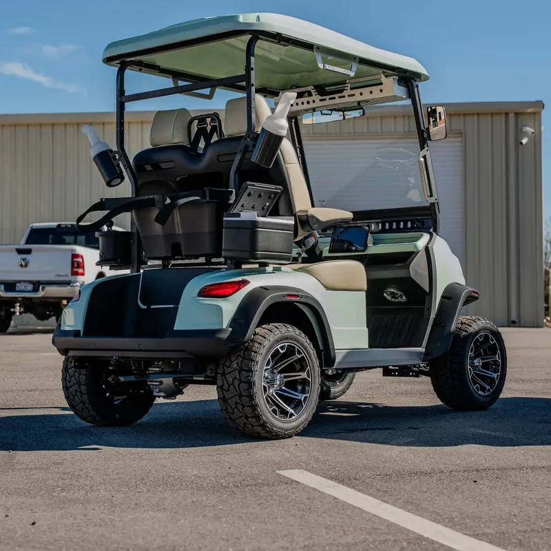 Conquest S20G 2-seater golf cart, rear three-quarter view