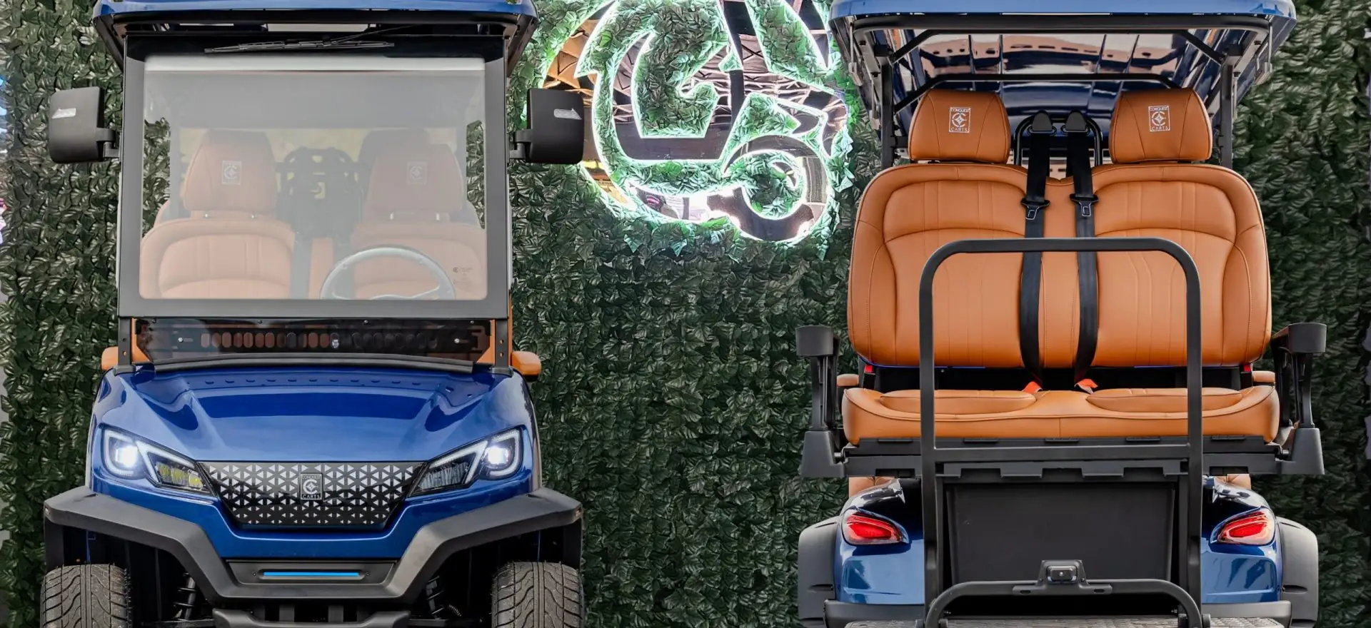 EDGE EV Phantom 4 golf carts in the Family Golf Carts Dallas showroom